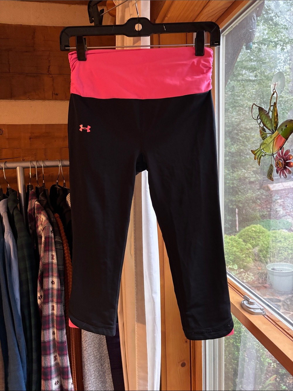 Under Armour Black Capri Leggings with Pink Waistband